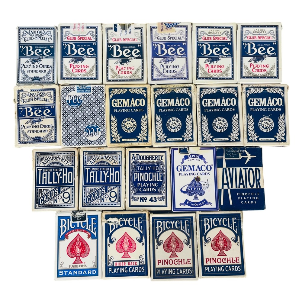 Vintage Playing Card Lot 21 Decks Bee Gemaco Bicycle Tally Ho Casino Poker Mixed